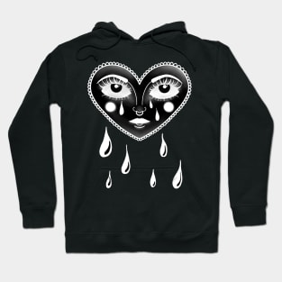 Crying Heart Black and White Tattoo Design Hoodie